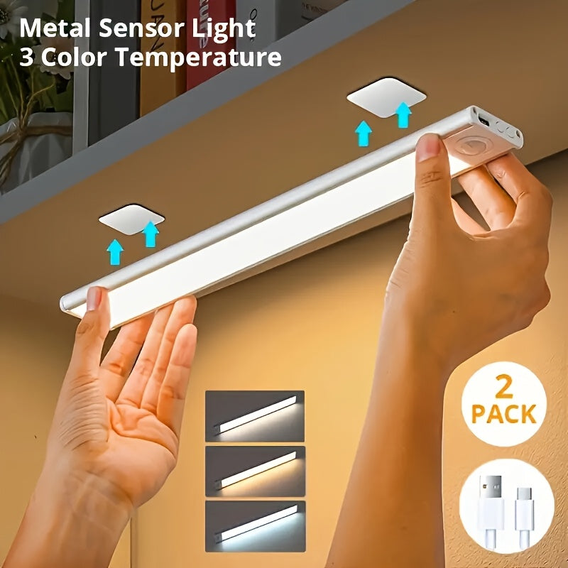 [Magnetic LED light] 2-pack rechargeable magnetic LED motion sensor light | wireless, adjustable brightness and color, cabinet light, wardrobe lighting, stylish modern design | available in 7.87in / 11.8in / 15.7in lengths