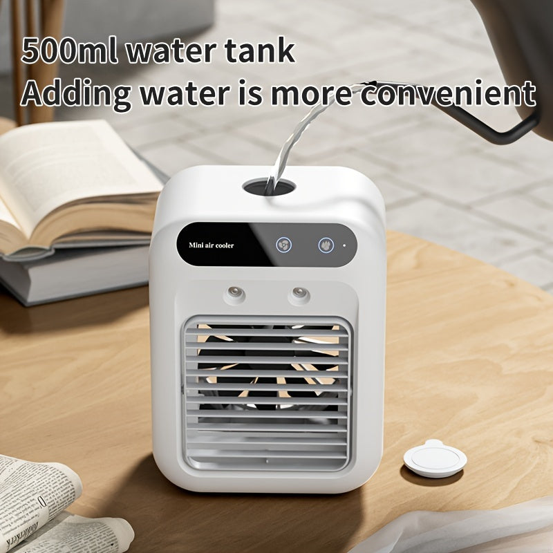 NIJ USB Desk Fan & Air Cooler, Portable Personal Cooling Fan USB Powered, Lightweight Desktop Cooler for Home Office Dorm Travel, Quiet Mini Desk Fan Built-in Lithium Battery Filter-Free, Energy Saving Cooling Device