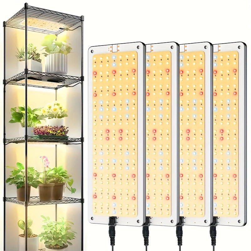 4-Pack Ultra-Thin LED Plant Grow Light, Auto On/Off 3/9/12H Timer, 3 Lighting Modes 10 Dimmable Levels, 154 LED Beads for Plant Growth