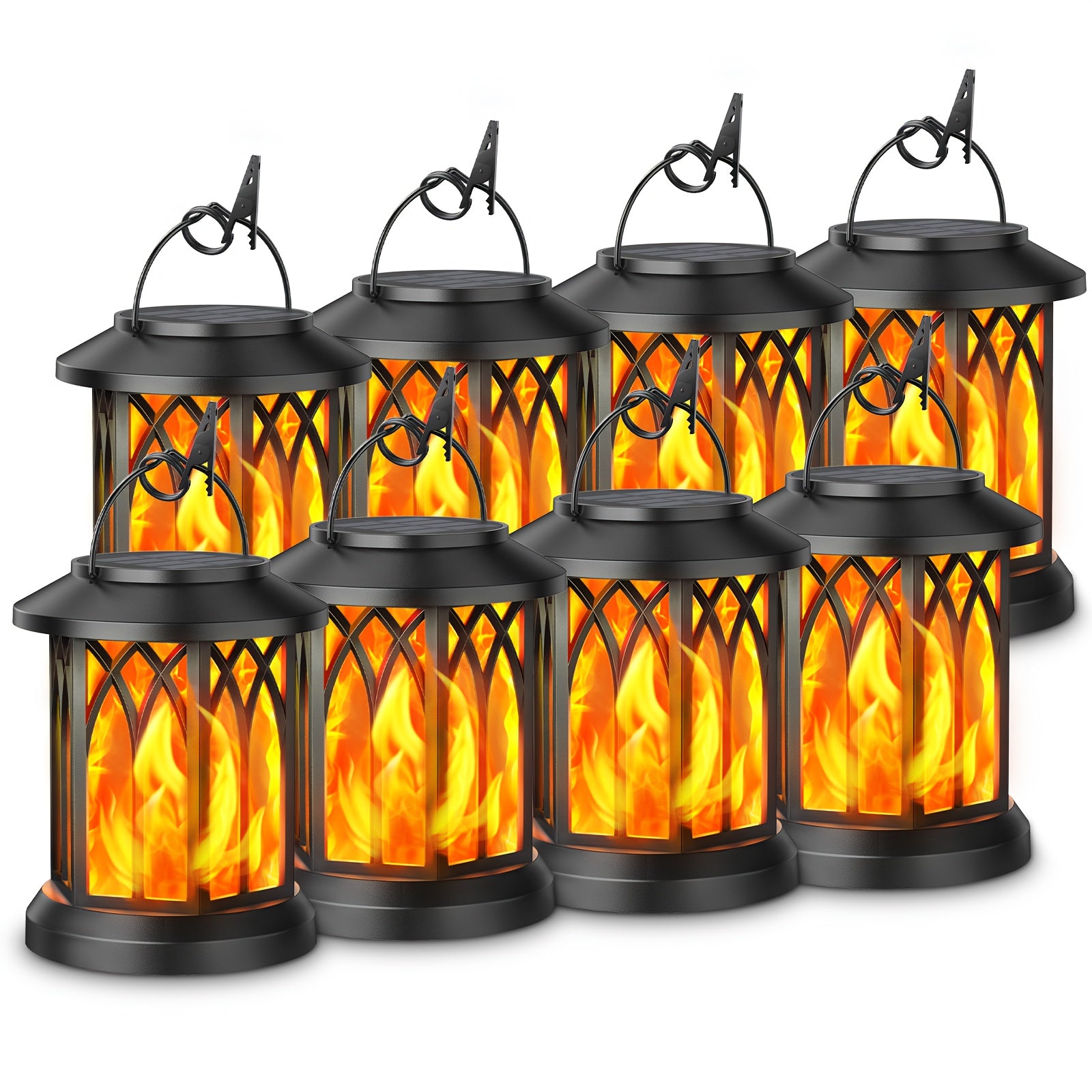 Flickering Flame Solar Hanging Light, Upgraded 2/4-Pack Outdoor IPX5 Waterproof Solar Light, Hanging Decorative Light, Automatic On/Off Solar Light for Courtyard, Patio, Path, Tree, Garden Decoration, Women's Holiday Gift