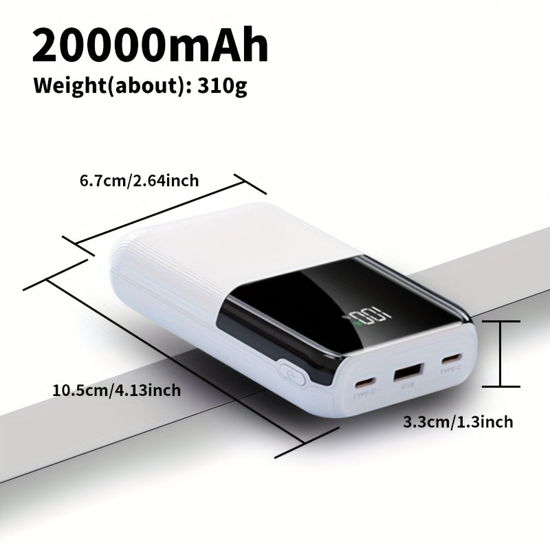 Mini Ultra-Convenient Fast Charging Power Bank, with a Large Capacity of 10000/20000Mah, 22.5W USB Fast Charging Output, 20W Bidirectional Fast Charging, Digital Power Display Screen, Suitable for Iphone/Android System Mobile Devices, Birthday Gift