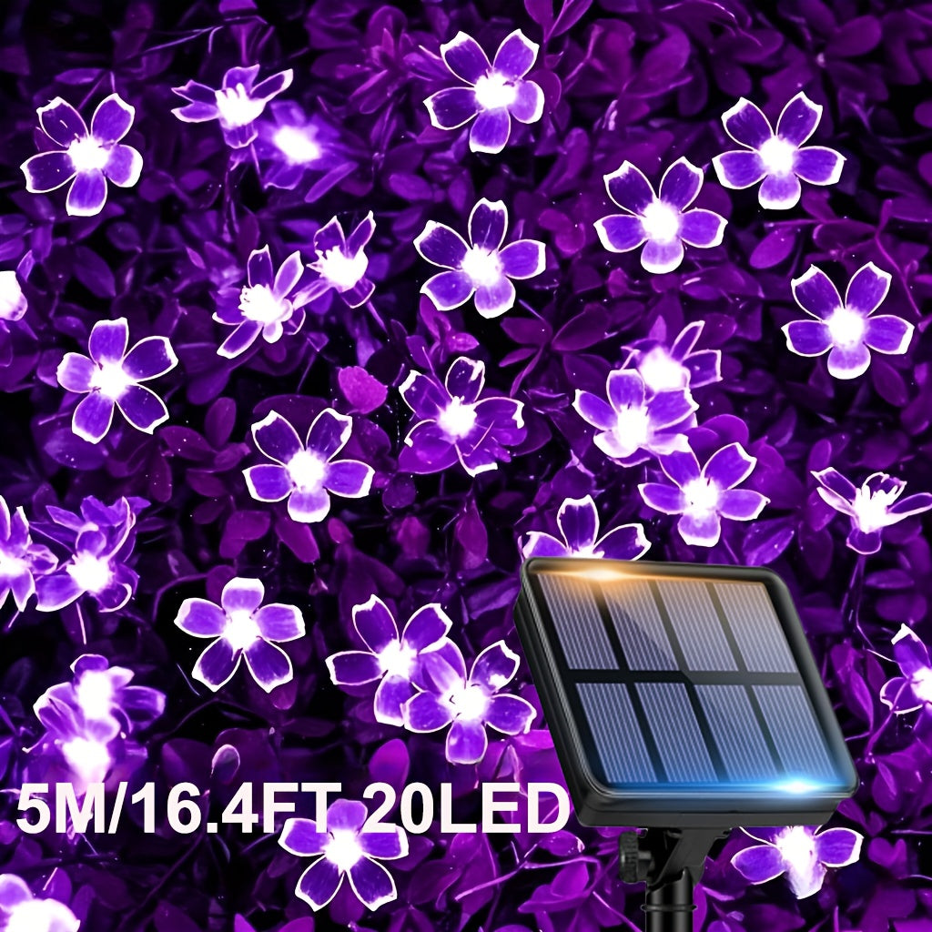Solar Cherry Blossom String Light 100/50/20 LED Beads Flower Decorative Fairy Light Outdoor 8 Modes IPX4 Waterproof Fence Lawn Garden Trees Wedding Halloween Christmas Decorative Light