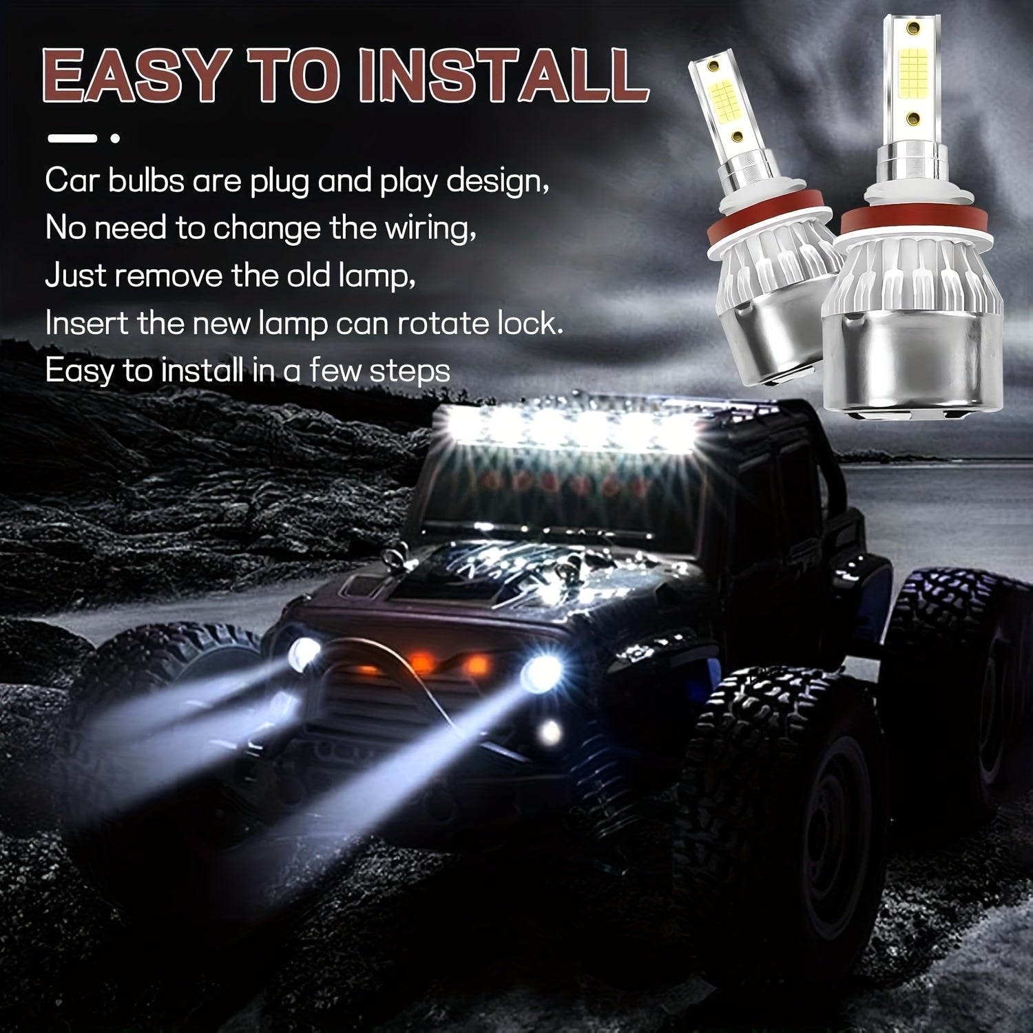 2-Pack LED Car Headlight C6 Bulbs H7 H4 H8 H9 H11 9005 9006 LED Light 6000K Car Light 12V Car Headlight Conversion Kit, Fits Multiple Car Models, High Quality Replacement Bulbs, Car Bulbs, No Battery Included