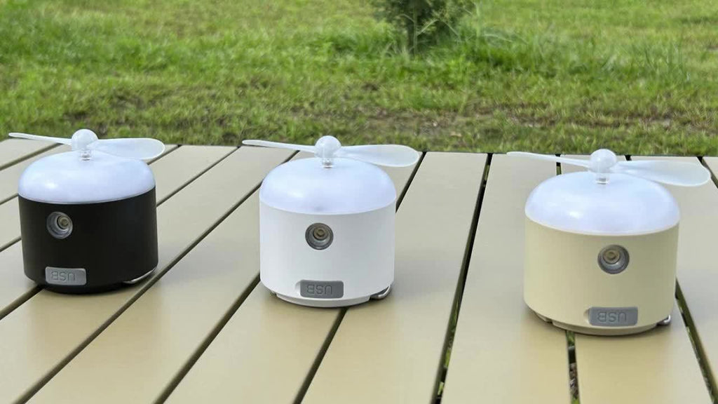 Portable Camping Fan with Night Light, Rechargeable Battery, Detachable Blades, Dual Function Mini Camping Light & Fan, Ideal for Outdoor Camping, Tent and Canopy Use