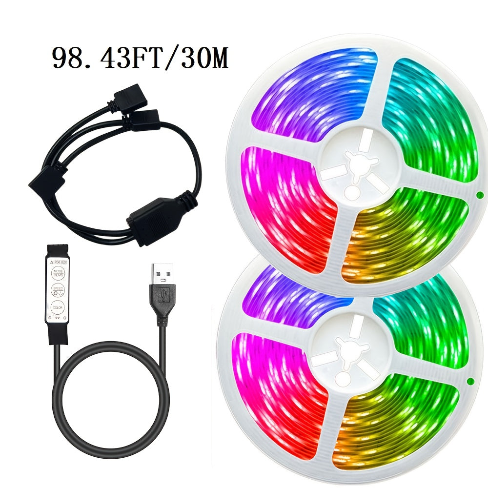 USB灯带电竞TV柔性七彩氛围灯迷你3键控制RGB低压5v自粘智能led灯条