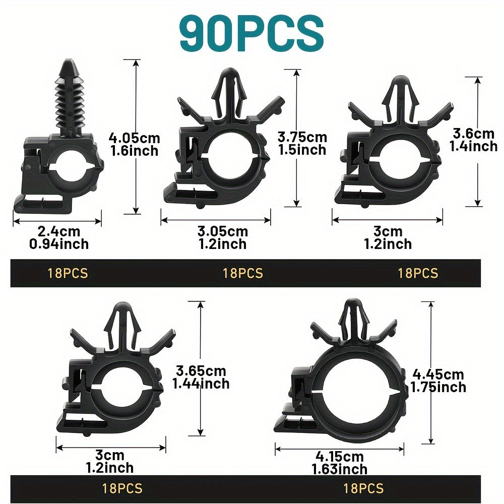 130-Piece Wire Harness Retaining Clip Assortment, Includes Convoluted Tube Cable Ties, Hose Clip Clamps, Fuel Line Brackets, for Secure Installation of Wiring Harnesses in Honda, GM, Mazda & More, Harness Clamps, Cable Management Clips