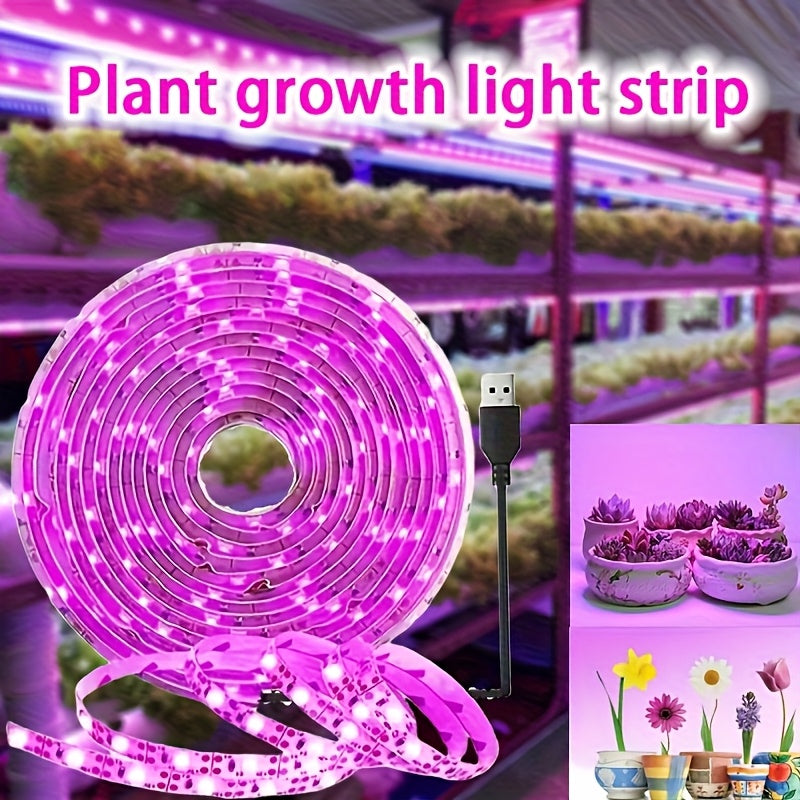 智能全光谱LED植物生长灯带——USB供电室内植物生长灯，配备LED灯带，适用于幼苗、室内植物、温室园艺，USB供电照明