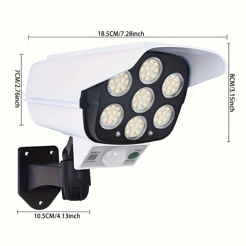 1pc, Outdoor Solar Light, Solar Wall Light, Spotlight, 3 Modes with Remote Control, Simulation Monitoring Light, Outdoor Lighting, Night Light, Simulation Camera, Can Be Used for Walls, Doorways, Porches, Streets, Gardens
