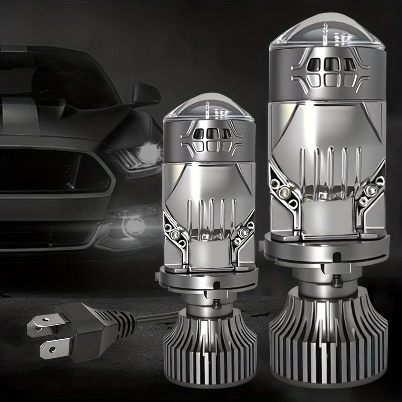 2pcs H4 LED Mini Projector Lens Headlight Bulbs H4 9003 HB2-QC0106 LED DRL, High/Low Beam Plug-and-Play Car & Motorcycle Headlights, Night Driving, Compact Design, Energy Saving Lamp, Night Commuters, Vehicle Owners