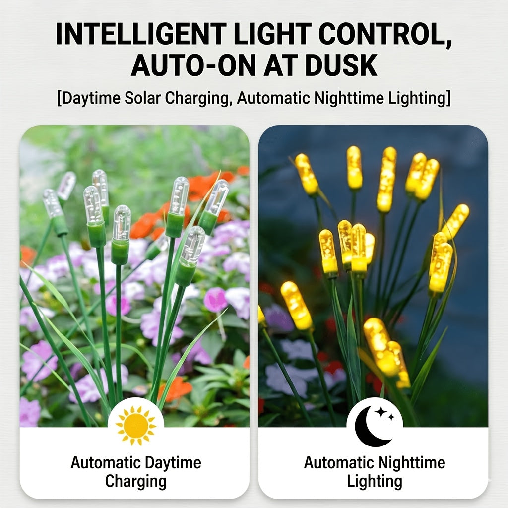 1 Pack Solar Reed Light LED, Energy Saving Outdoor Garden Lighting, Semi-Flush Mount Acrylic Bubble Light with Light Sensor, Dual Lighting Modes, No Remote Control, Installation Hardware Included