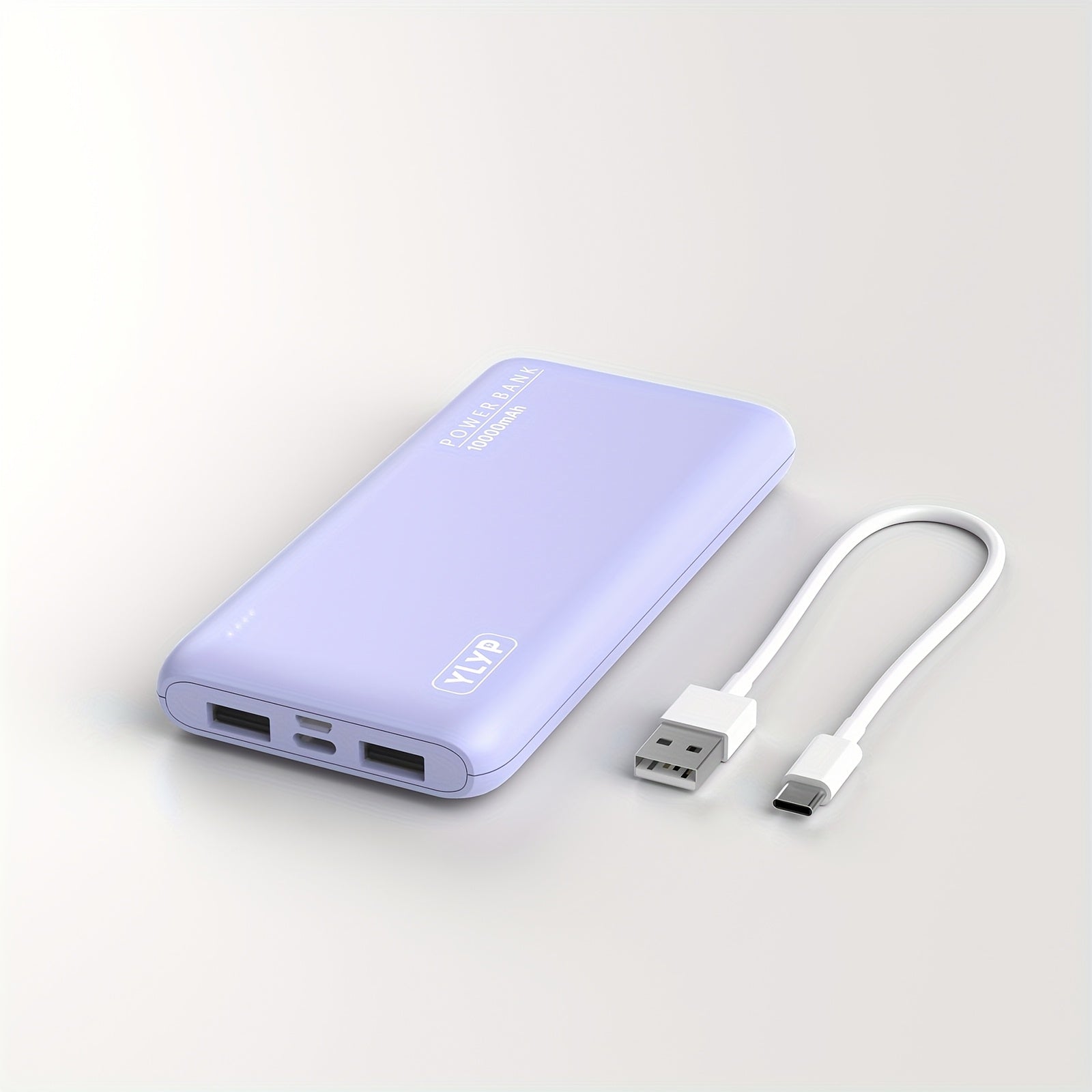 10, 000Mah Slim And High-Capacity Portable Power Bank, Featuring a 5V2A Dual USB Charger with an LED Battery Indicator, Compatible with for iphone And Android Devices, Offering 2 USB Outputs And Type-C/Micro Inputs