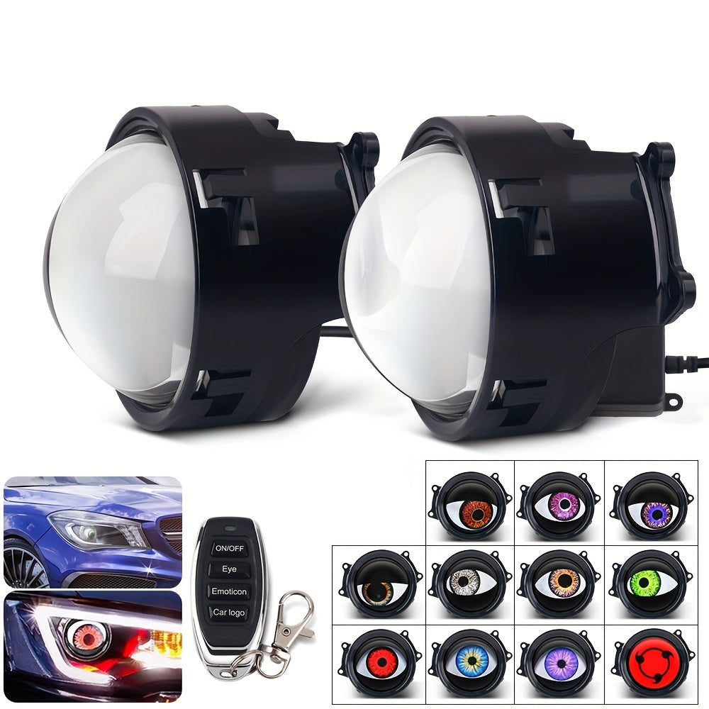 Opra 1 Piece Universal Car Dynamic Evil Eye LED Light 3 Inch 12-36 Volt Upgrade Modification Kit for 33 Vehicle Models Car Ambient Light
