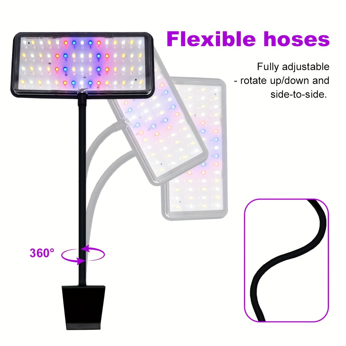 3-Color LED Aquarium Light, 60 Beads Color Changing Fish Tank Light & Smart Plant Lighting, 360° Gooseneck Aquarium Lamp for Freshwater & Saltwater Tanks, Mini Fish Tank Landscape Decor Light