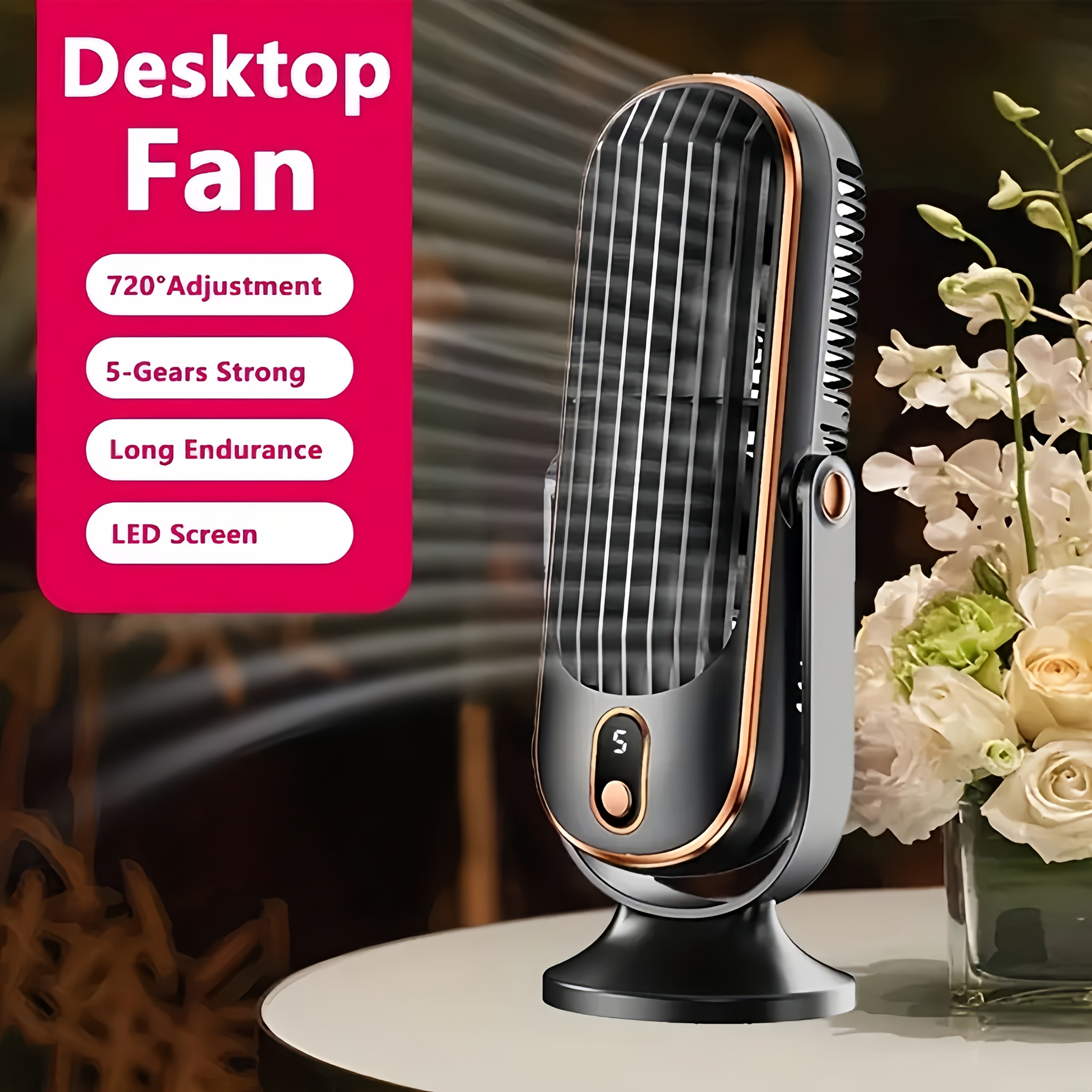 Portable Air Conditioner & Cooling Fan - Dual Motor, 5 Speeds, 720° Surround Cooling Fan | Ultra-Quiet USB Desktop Fan, Ideal for Home, Office, Bedroom, Travel, Camping, RV & Outdoor | Perfect Valentine’s Day & Christmas Gift for Family