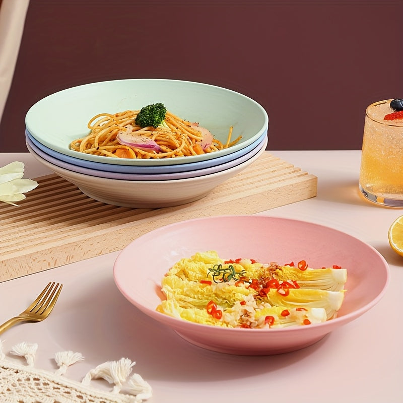 5 Pieces, 9-Inch Deep Large Capacity Dinner Plate, Pasta Plate, Dessert Plate, Salad Plate – Perfect for Home, Dormitory, Kitchen, Restaurant, Parties – Tableware Accessories, Kitchen Supplies – 5 Colors