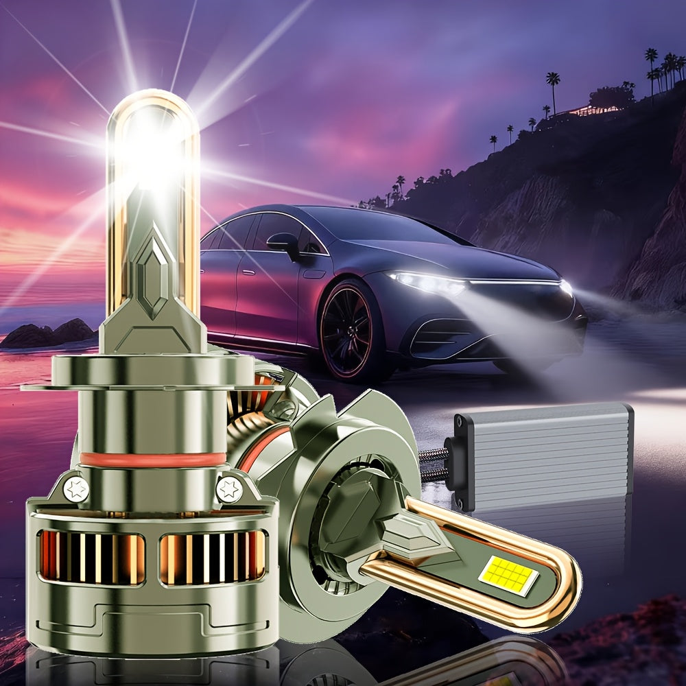 2PCS LED Headlights, Plug-and-Play, Compatible with H1, H4/9003/HB2, H7/H18, H16/H11/H9/H8, 9005/HB3, 9006/HB4, 9012/HIR2, 7500K Color Temperature, 58300LM, 350W High Power, for Low Beam and High Beam Applications. A65