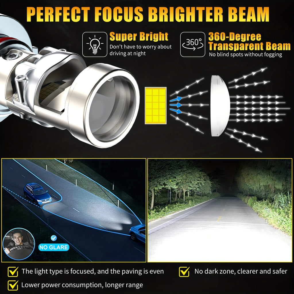 AILEO CAN Bus LED Headlights 9005/9006 with Mini Lens 6000K Super Bright White Light High/Low Beam for Car and Motorcycle