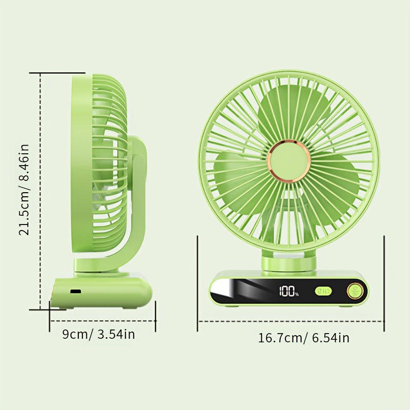 Multifunctional 2000mAh Rechargeable Circulating Fan, 5 Adjustable Wind Speeds, Built-in Night Light and Digital Display for Real-time Battery Check, 90° Vertical Adjustable Angle, Ideal for Home Office Outdoor Use