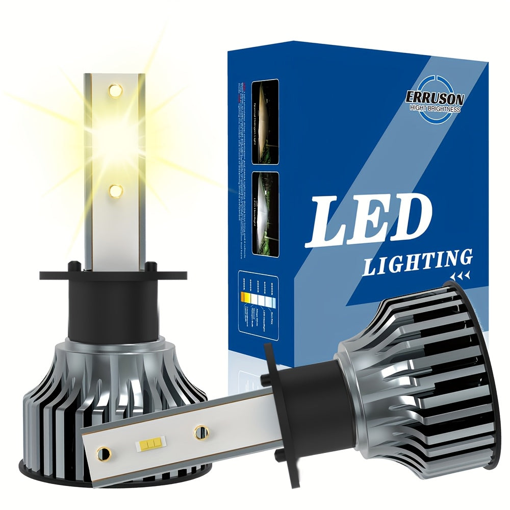 Erruson 2-Pack Dazzling Car Bulbs 9005/HB3 9006/HB4 H11 H4 H7 H1 High/Low Beam Dual-Use Turbo Light, 30000 Lumens 300W 3000K/4300K/6000K/8000K/25000K Car Light, 700% Brightness