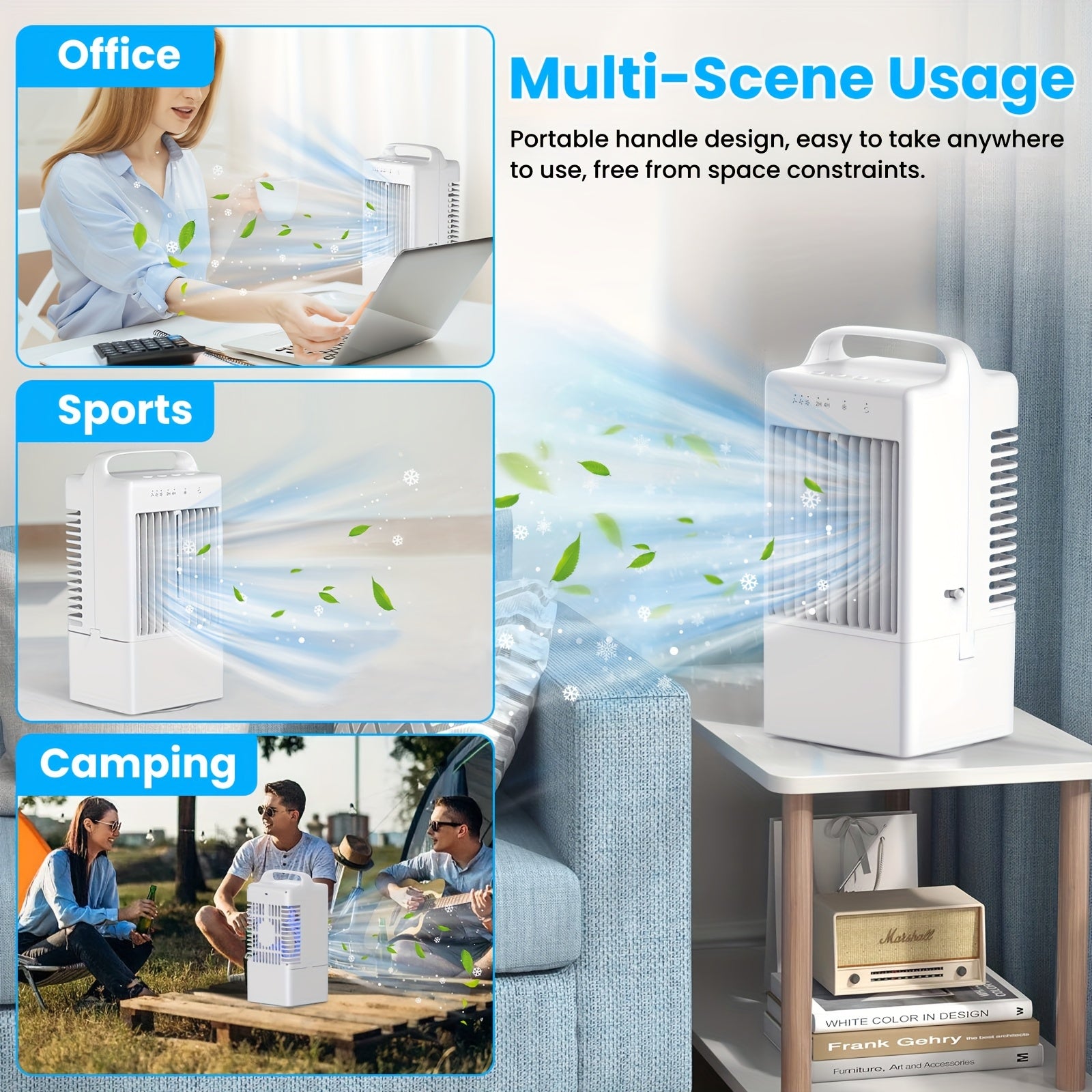 Portable Fan - Quiet Mini Personal Desktop Air Cooler for Bedroom, Living Room, Study and Travel, Energy-Efficient Quadrilateral Design, Battery-Free Direct Powered Cooling Device, Modern Home Air Cooler Fan