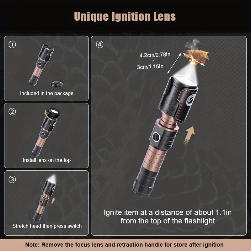 SKYFIRE Mini Flashlight | Ultra-Bright Compact Light | Zoomable | Heat Dissipation | 6-Level Dimmable | Long Battery Life