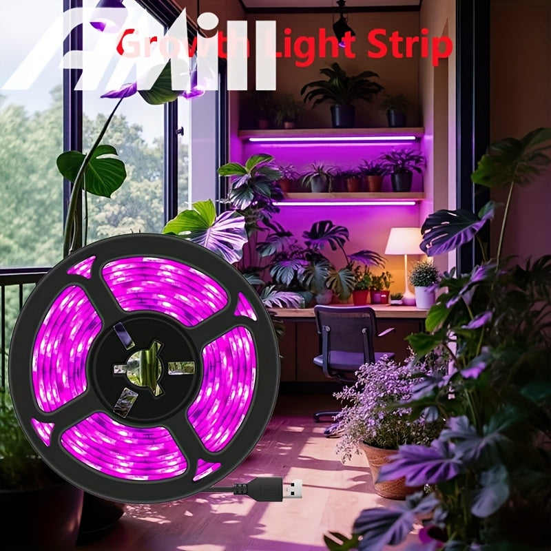 118.11 Inch LED Plant Light Strip, USB 5V 2835 Full Spectrum Grow Light Strip, Supplemental Light for Vegetables, Flowers and Succulents, Boost Plant Photosynthesis, Easy to Install and Operate