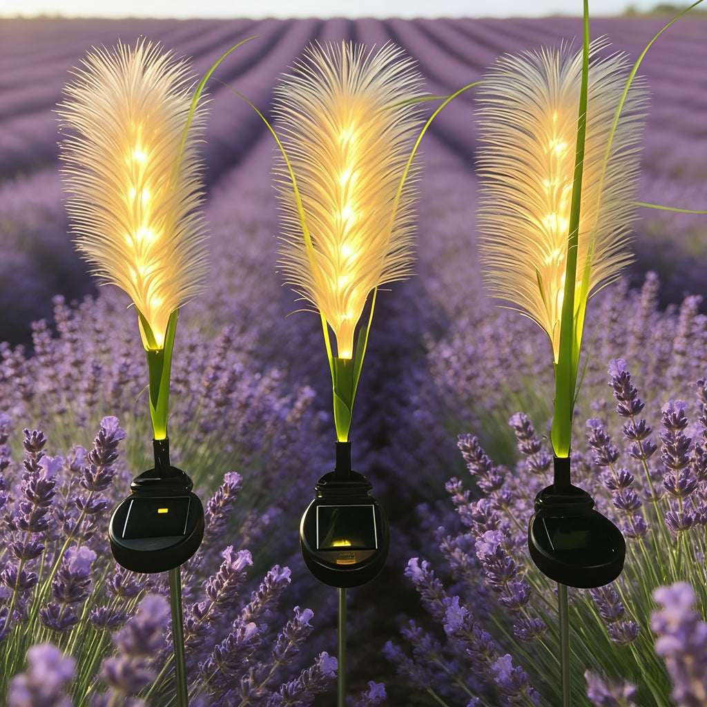Summer Vibe Solar Reed Ground Light, Warm Light, Perfect for Courtyard Lawn Landscape Decoration, Outdoor Garden Lighting, Homestay Garden and Festival Decor