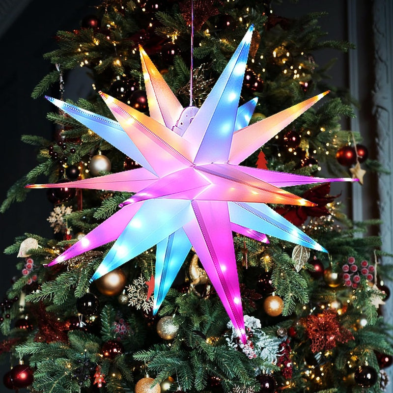1/2-Pack 3D Star Pendant Light – Modern White Paper Lantern Hanging Light, Suitable for Bedroom, Party, Wedding Decoration – Wedding, Room Atmosphere Creation – Easy-to-Hang Design