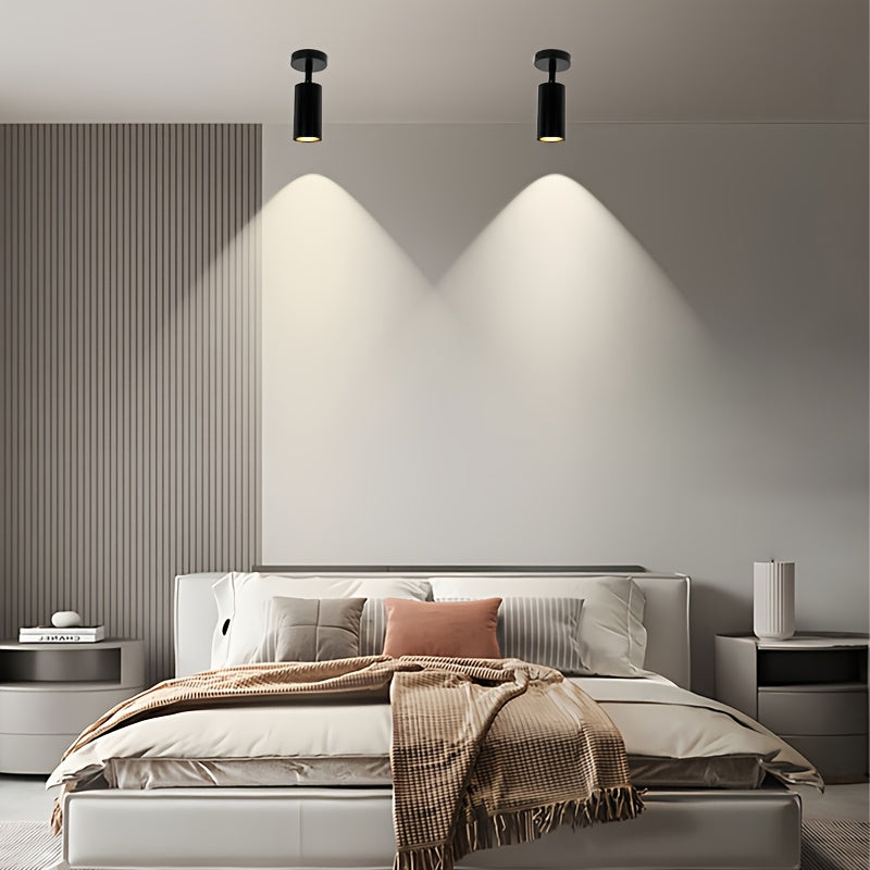 GU10 Base Modern Spotlight, Black/White, 350° Rotatable Ceiling Downlight, Indoor Focus Lighting Fixture for Clothing Store Showroom Kitchen Hotel Art Display, Bulb Not Included