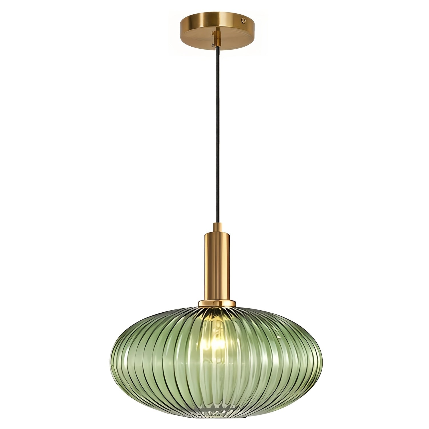 Glass pendant light, brushed gold round pendant light kitchen island large globe pendant light single hanging fixture Nordic pendant light (bulb not included)