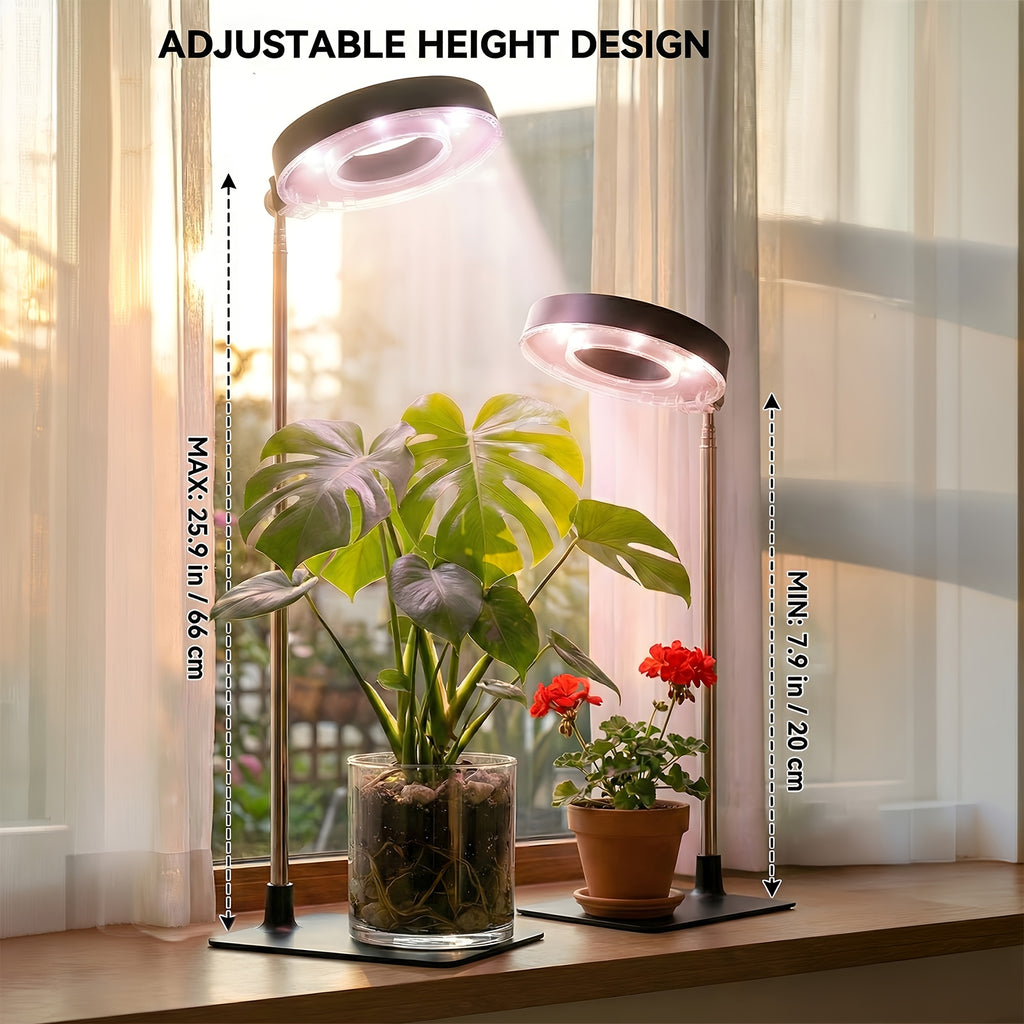 2-Pack Full Spectrum Indoor Plant Grow Light, Adjustable Height, Brightness Control, Timing Function, Magnetic 720° Flexible Rotation, Ideal for Seed Germination, Potted Plants and Hydroponics