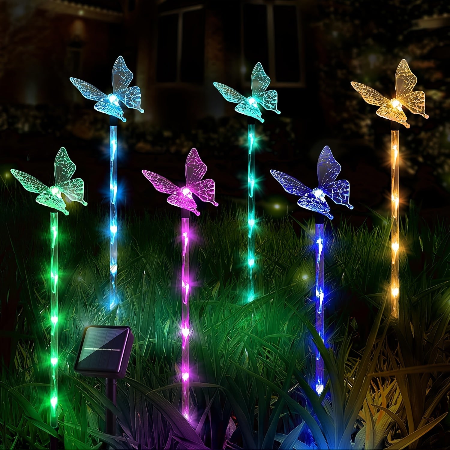 6-Piece Outdoor Butterfly Solar Light, Garden Decorative Light Solar Pathway Light Outdoor Waterproof Butterfly Courtyard Decoration, Patio, Flower Bed, Home Decoration (8 Modes)