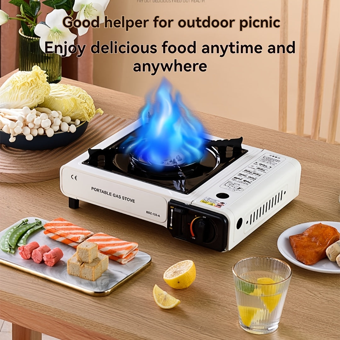 Portable Camping Stove with Precise Temperature Control, 7850 BTU Power, Windproof & Easy-Clean Ceramic Coated Grate