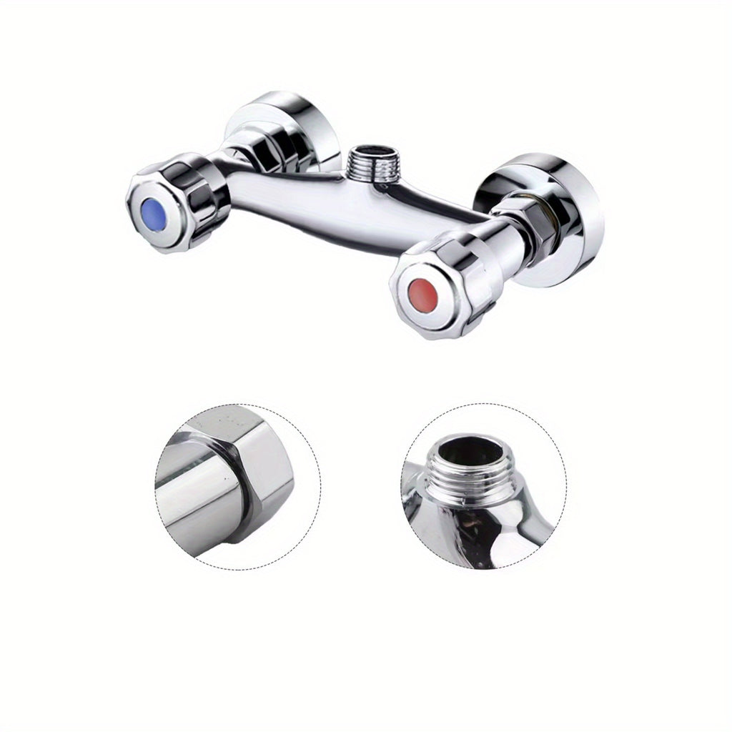 Chrome Plated Brass Dual-Outlet Shower Diverter Valve - With Thermostatic Control Valve, Wall Mounted