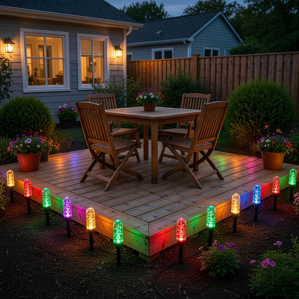 [3D] 20/10 LED Outdoor Solar Lawn Light - Garden & Ambience Ground Insert Light. Suitable for Path & Party Decoration; Perfect for Walkway, Courtyard, Lawn, Wedding, Camping, Easter & Mother's Day Decoration