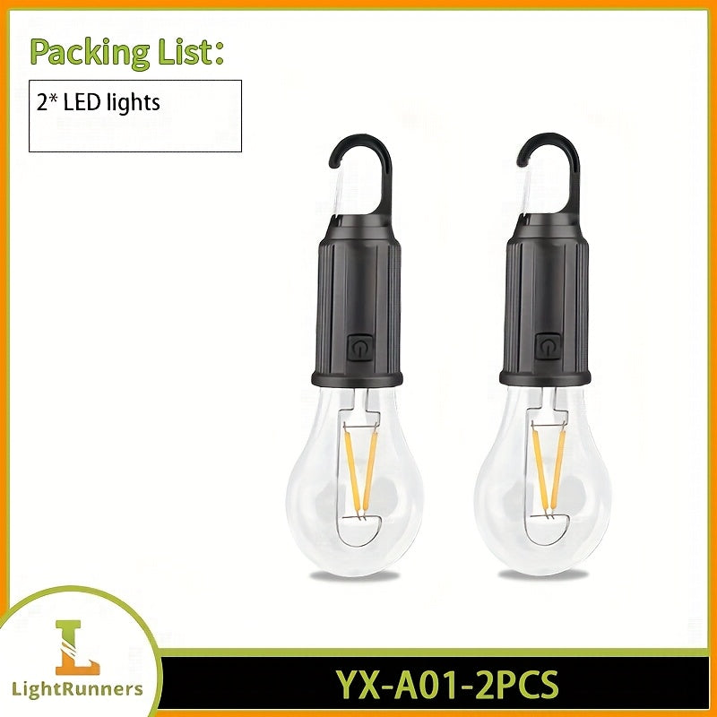 2-pack solar warm light - USB rechargeable, bright holiday decorative bulb with hook, portable hanging lantern, suitable for tents, streets, gardens, homes, night markets, emergencies