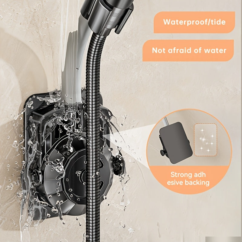 Musurjoy Bathroom Shower System Wall Mount Shower Head Holder - Adjustable Angle Shower Bracket, Silver Black Gray, No-Drill Wall Mount, Father's Day Gift, New Summer Product