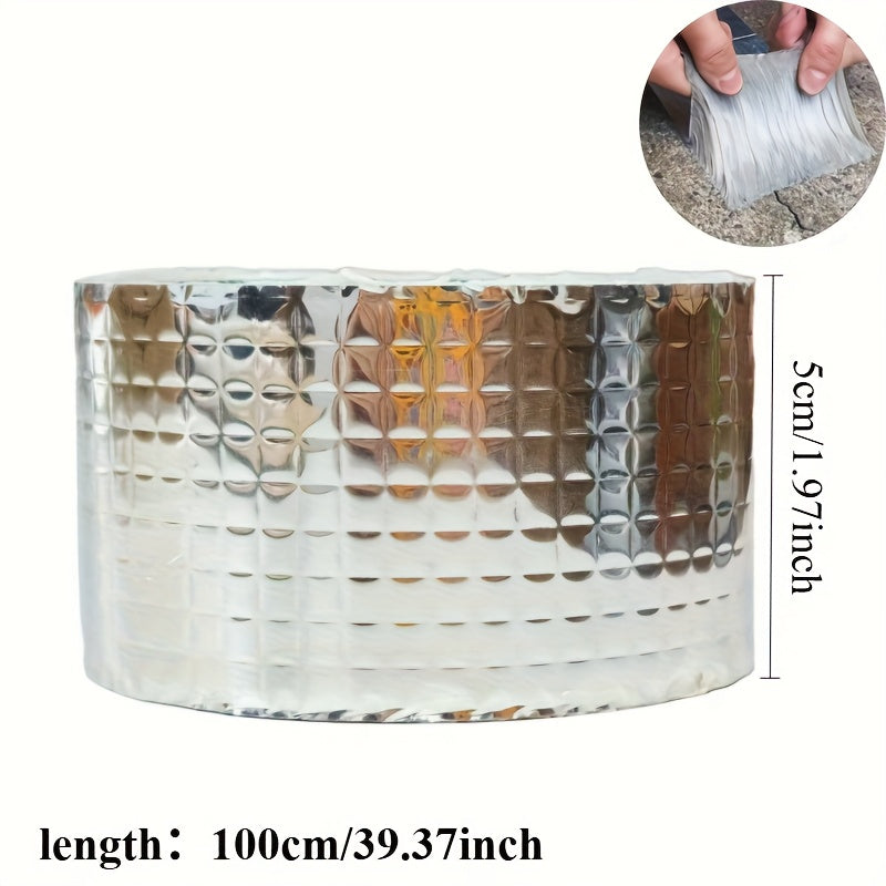 2卷防水自粘铝箔胶带 - 适用于瓦屋顶、管道和家居装修，易于使用，耐用密封条，防潮保护