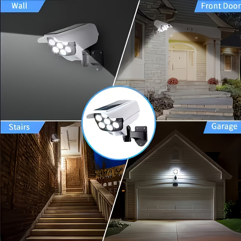 A Solar-Powered Motion Sensor Light with Remote Control And Adjustable Brightness, Featuring 77 LED Floodlights, Human Detection Lighting, And a Simulated Camera for Outdoor Porch And Garden Security Lighting, Energy-Efficient And Easy to Install