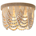 Bohemian Farmhouse Lighting, Wood Bead Pendant Light, Finished 3-Light Semi-Flush Mount Ceiling Light, Bedroom Rustic Mini Pendant Light, Hallway Bedroom Kitchen Living Room, E26 E27 Base (Bulb Not Included)