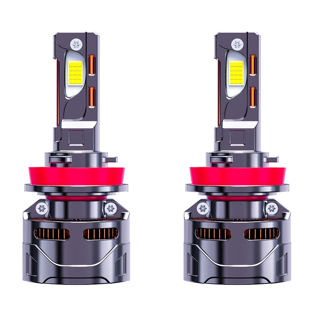 2-Pack Car LED Headlights - 380W, 600,000 Lumens, 1200% Brightness Increase, H1, H4, 9003, HB2, H7, H18, H11, H9, H8, 12V-24V, External Driver, High/Low Beam and Fog Light, Plug-and-Play, No Battery Needed. H11 Car LED Headlights