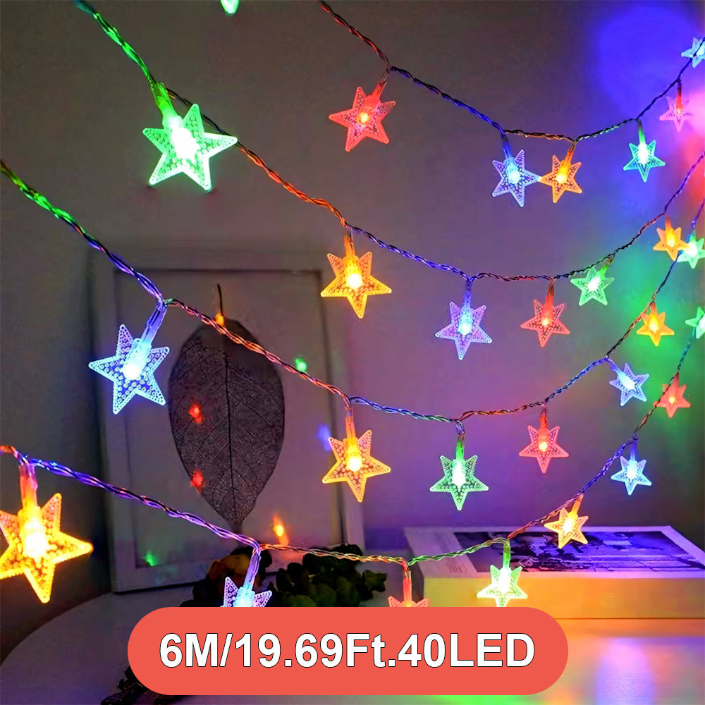 1 件 LED 星灯串，40/20/10 LED 星灯，暖白光，适用于室内装饰、卧室、婚礼、生日派对、礼物、感恩节、圣诞节 - 电池供电（不含电池）LED 家居装饰灯 | Majisu