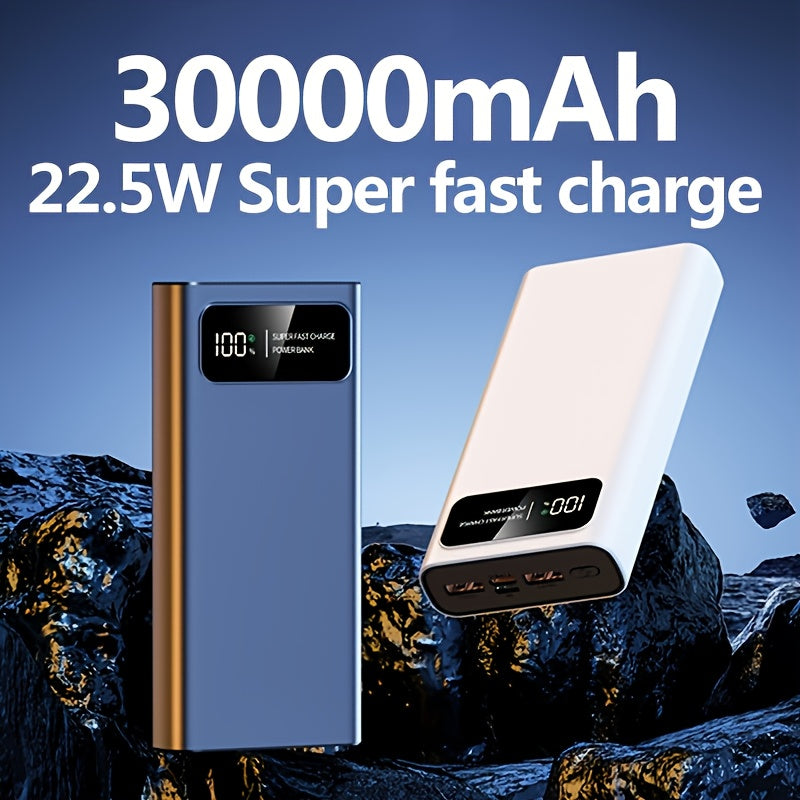30000Mah Large Capacity Mobile Power Bank, Bidirectional Fast Charging, Outdoor Emergency Power Reserve Battery Pack, Portable Power Supply, Ultra-Fast Charging, Supports Simultaneous Charging of Multiple Devices, Holiday Gift, Christmas Gift