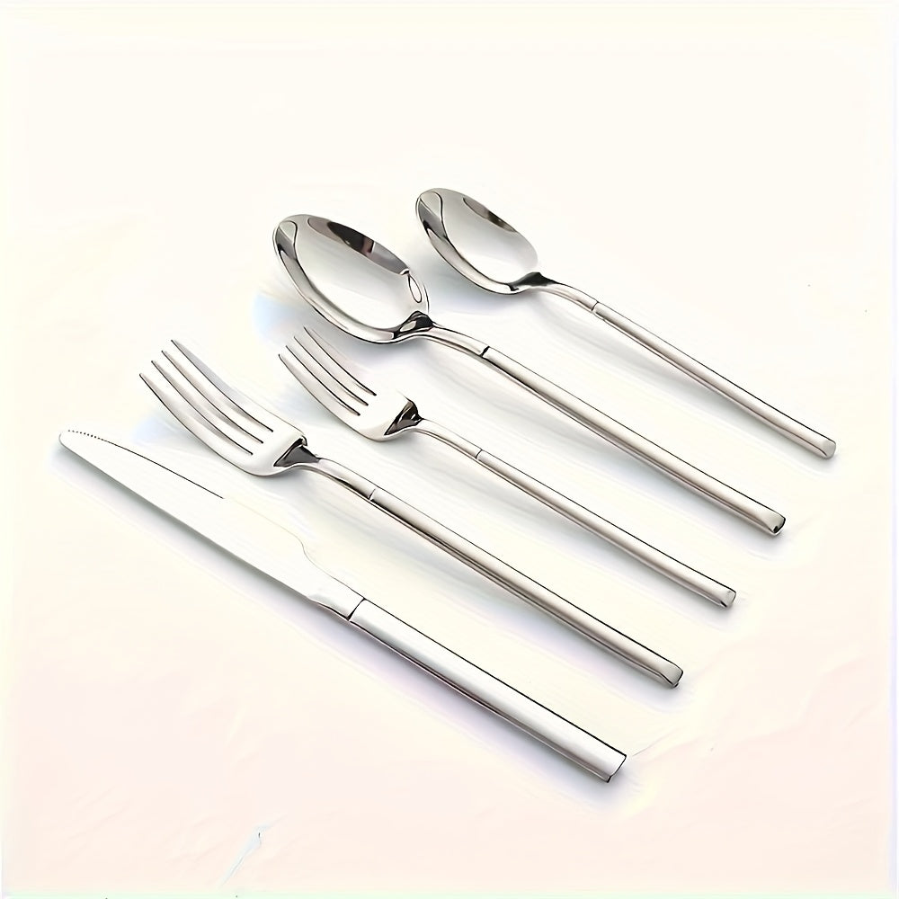30-Piece Silver Flatware Set for 6, Premium Stainless Steel & Mirror Polished Cutlery Set – Includes Forks, Knives, Spoons – Perfect for Home, Kitchen, Restaurant – Durable, Corrosion Resistant, Dishwasher Safe