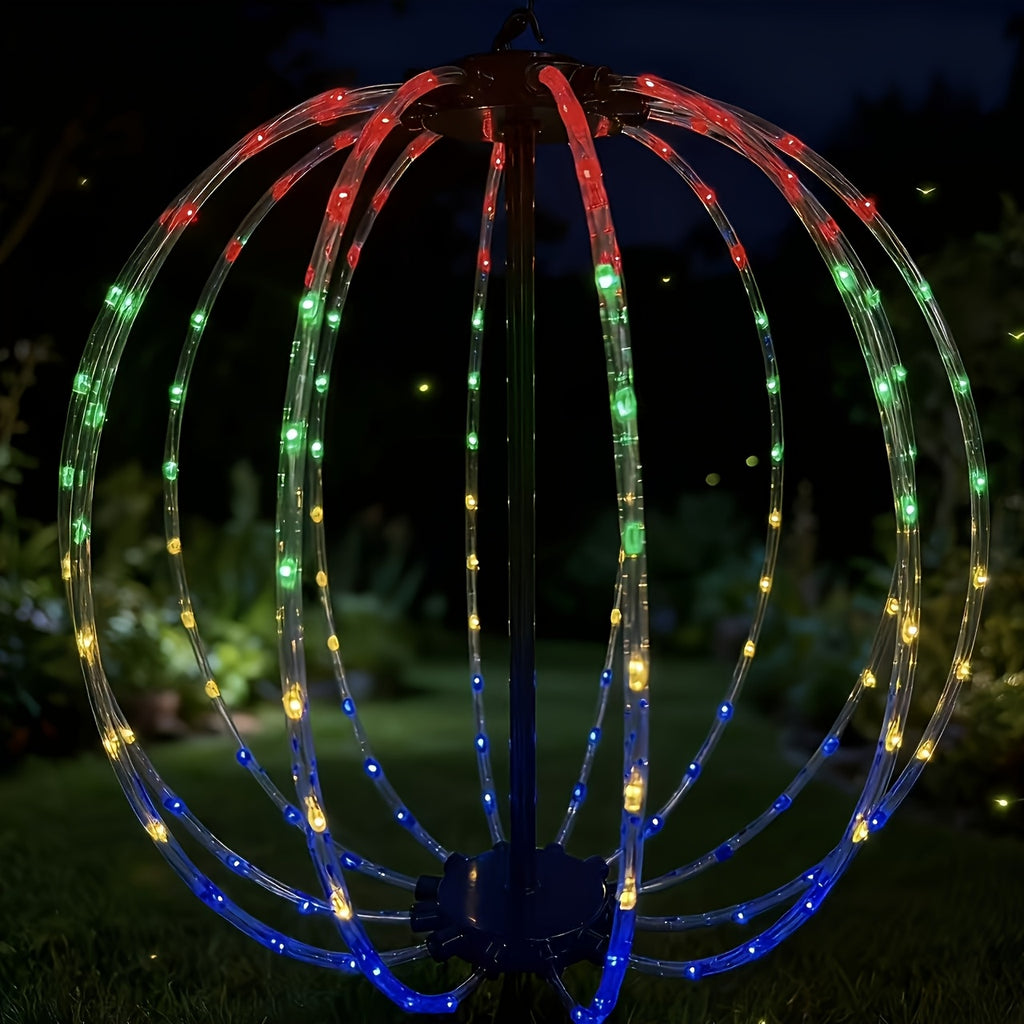 Outdoor Detachable Solar Round Ball Light, Lighting Effect with Flowing Water Function, 144 LEDs, 8 Lighting Modes, 3 Colors Optional, Outdoor Decoration, Suitable for New Year, Party, Wedding, Thanksgiving, Christmas, Camping