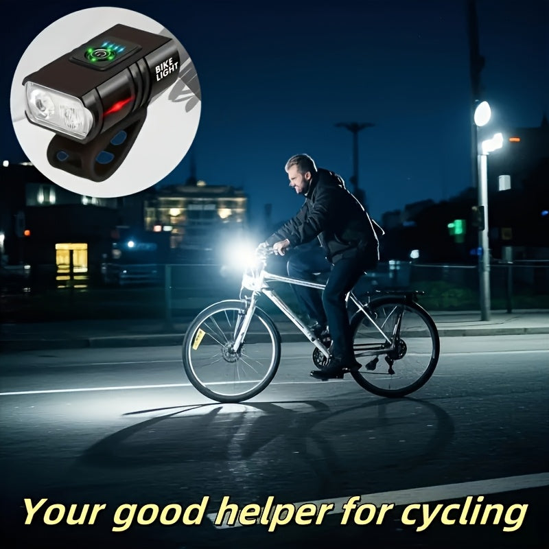 Bicycle Light Rechargeable High Beam Flashlight Night Riding Light Cycling Light with Aluminum Alloy Housing & Battery Level Indicator/