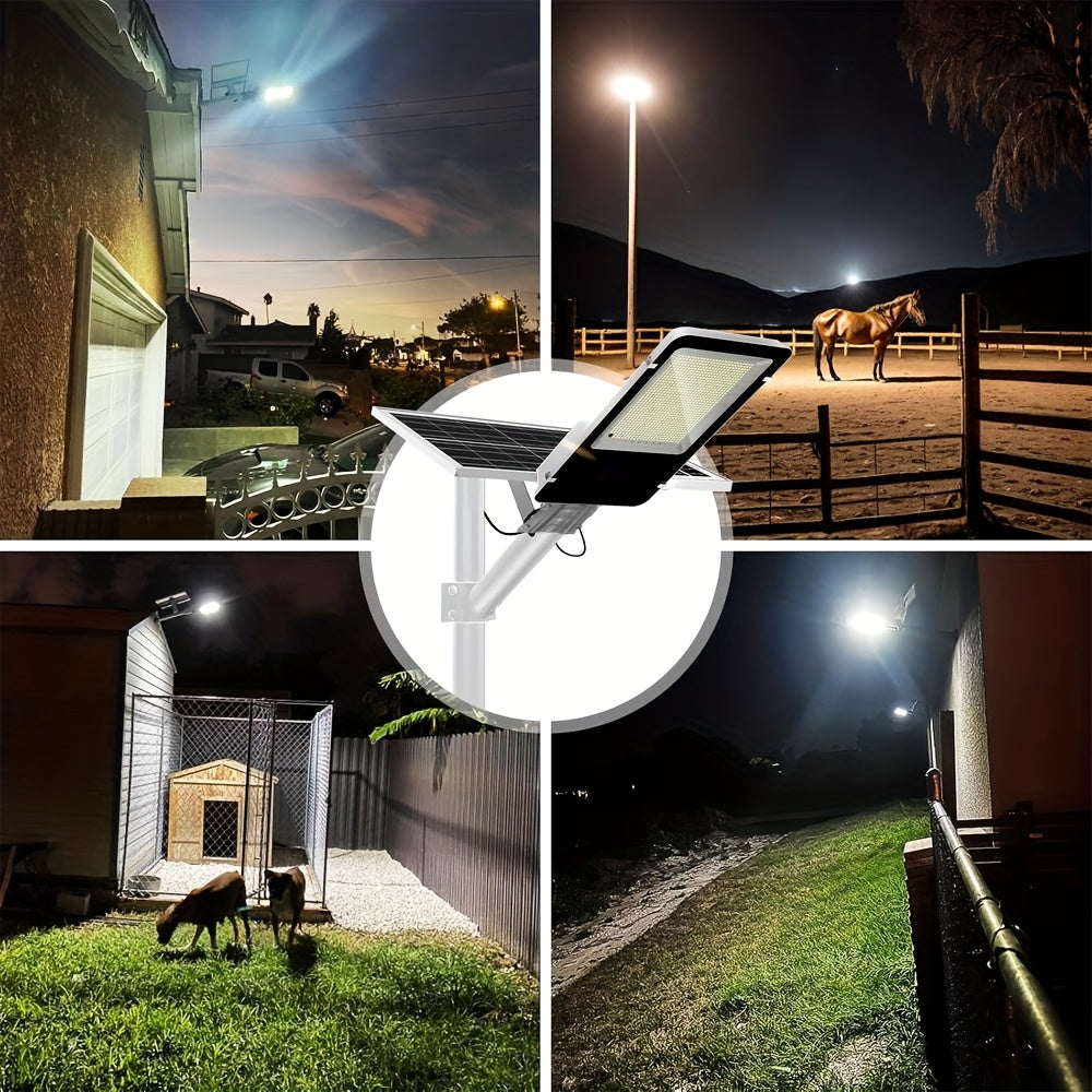 Kasotile Outdoor Solar Street Light - 6500K Parking Lot Lighting, Commercial Dusk-to-Dawn Auto On/Off, Heavy Duty Split-Type LED Solar Street Light with Remote Control (Batteries Not Included for Remote)