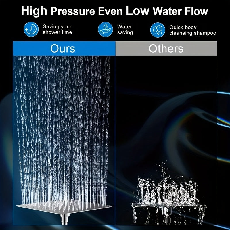 Shower Head - 8" High Pressure Rain Shower Head & Handheld Combo with 11" Extension Arm, 5-Setting Adjustable Leak-Proof, with Holder/Hose, Height & Angle Adjustable
