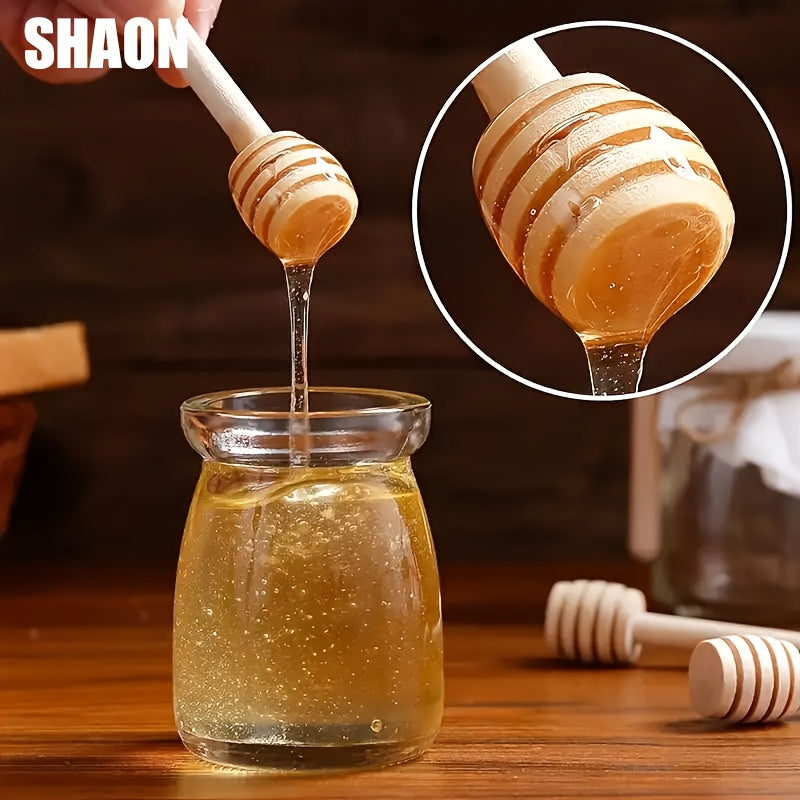 One Wooden Honey Dipper – Honeycomb Dripper, Long-Handled Stirrer for Honey, Syrup & Jam – Kitchen Utensil & Stirring Tool for Syrups, Maple Syrup or Any Non-Oily Stretchy Foods – Perfect for Homemade Honey