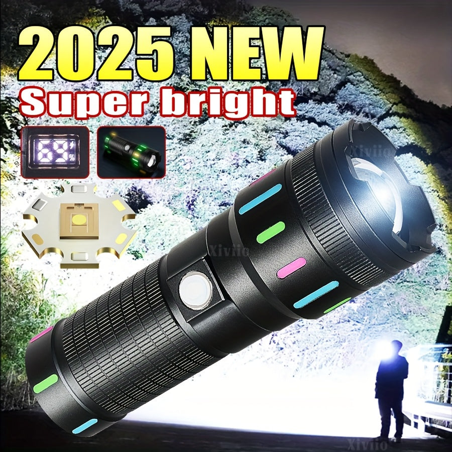 Multifunctional Flashlight 91, 5000 Lumens, 300m Beam, Dual Switch, 6 Modes, Type‑C Rechargeable, 4800mAh, IPX7 Waterproof, for Camping Hiking Emergency